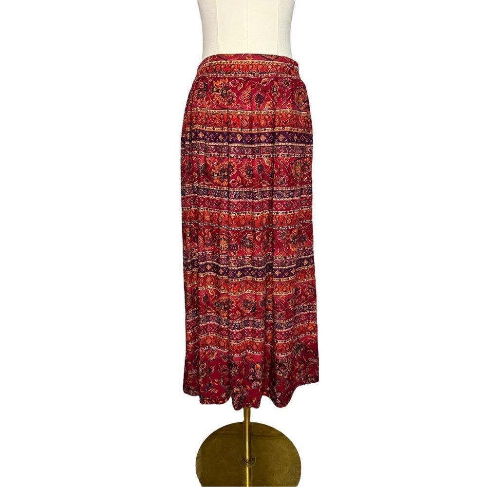 Vintage Jantzen‎ Women’s 14 Midi Skirt Red Purple Floral Hippie Indie Boho 90s